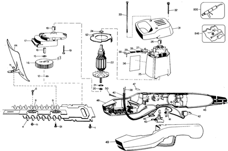 Page A Diagram and Parts List for B8127 Type 1 Black and Decker Hedge Trimmer